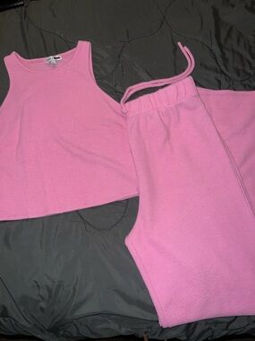 Pink Knit Tank and Jogger Set